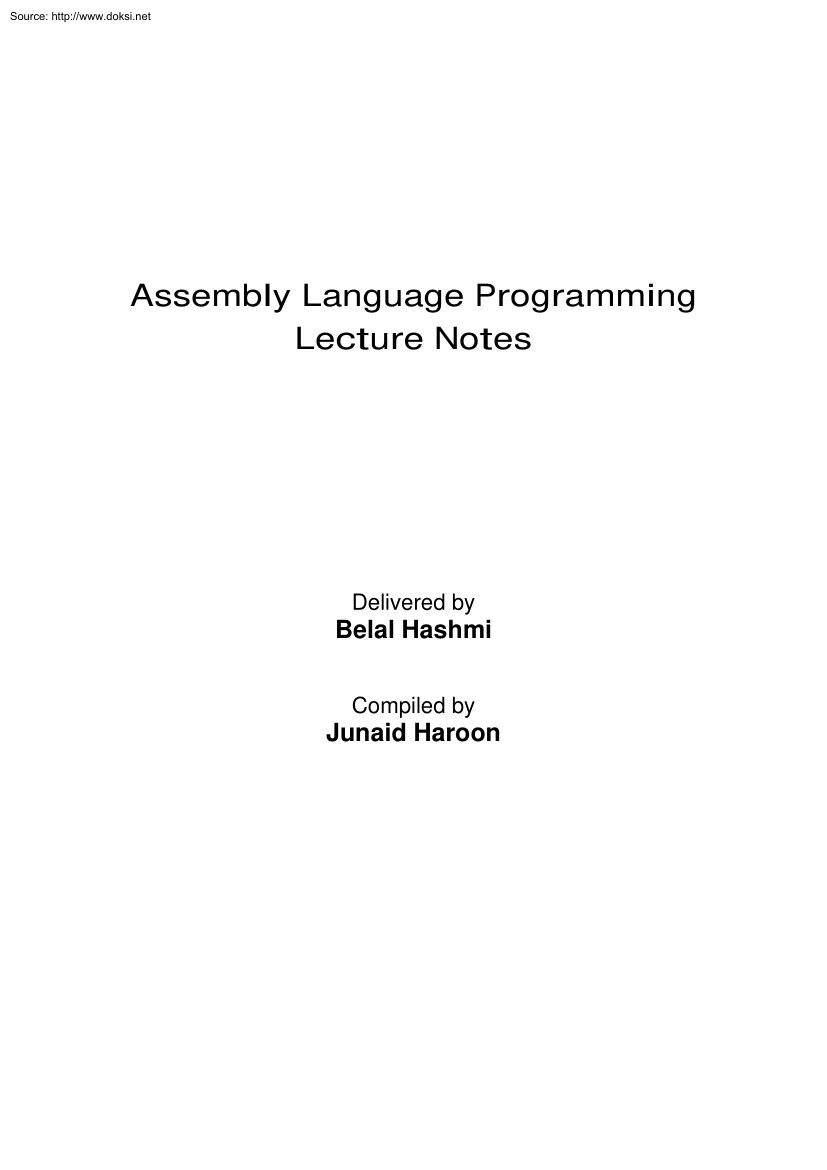 Belal Hashmi - Assembly Language Programming