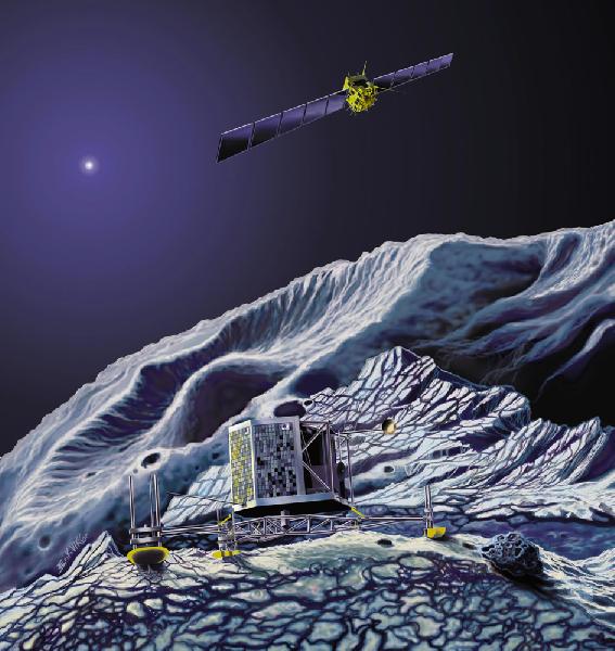 A Rosetta szonda leszállóegysége a Philae kisbolygón, fantáziarajz