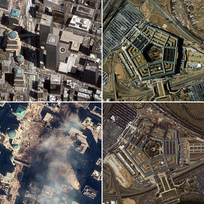 Légifelvétel a Ground Zero-ról és a Pentagonról