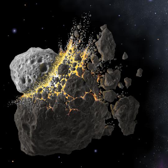 A két kisbolygó összeütközésének pillanata (kép: Don Davis, SwRI)