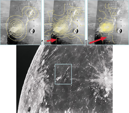A látható oldalon a holdfelszín titokzatos mágneses anomáliája, a Reiner Gamma alakzat (kép: JAXA)