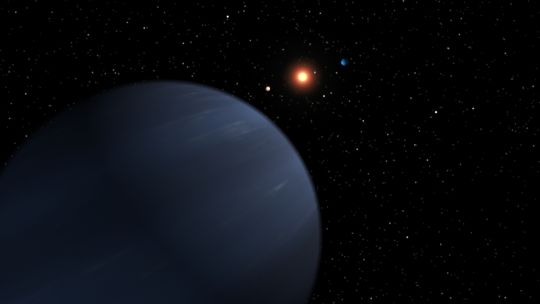 Fantáziarajz az 55 Cancri bolygórendszeréről (NASA/JPL-Caltech)