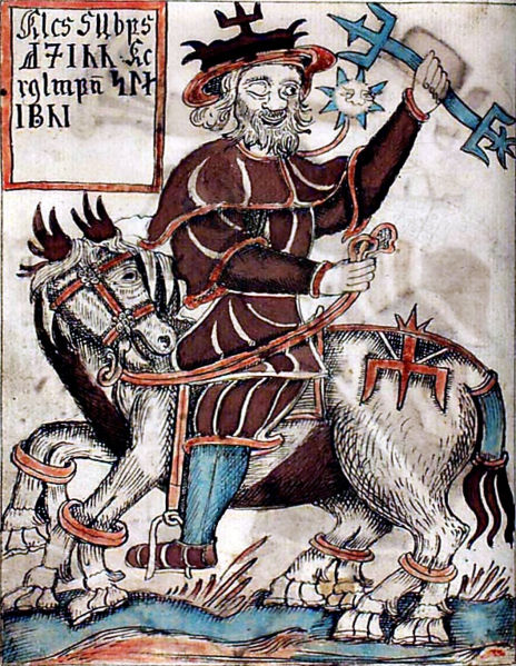 Odin, a skandinávok félszemű főistene nyolclábú lován