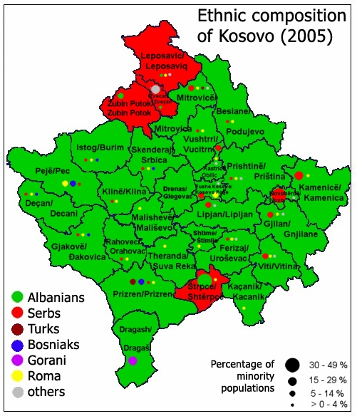Koszovó etnikai térképe 2005-ben