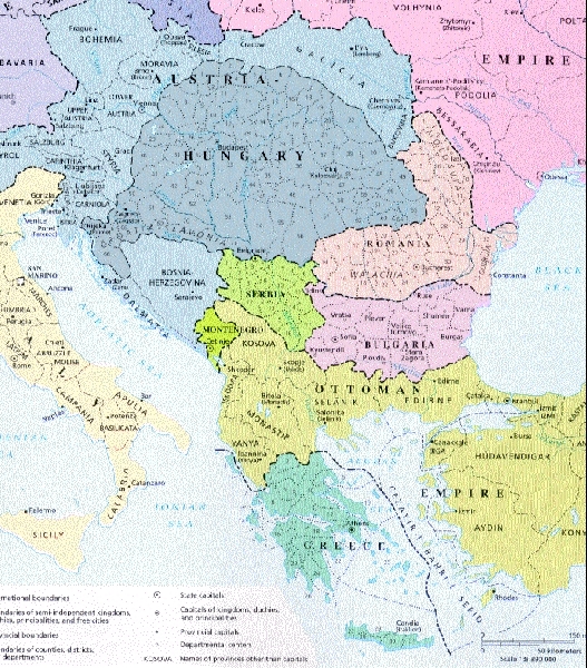 A Balkán-félsziget az 1880-as években a Koszovói-vilajettel