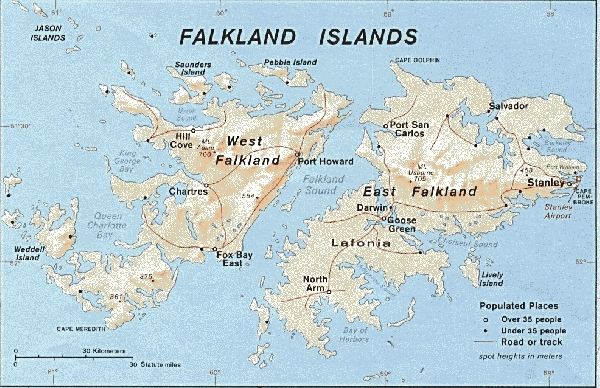 A Falkland-szigetek térképe