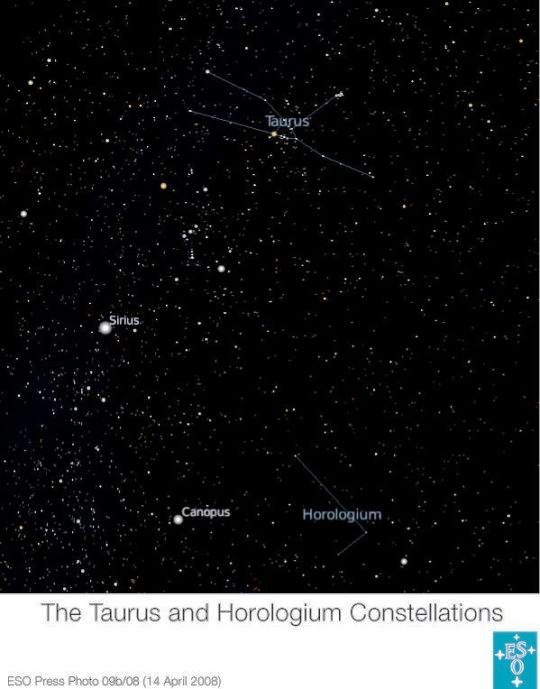 Az ι Horologii elhelyezkedése az égbolton (forrás: ESO)