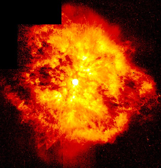 A WR124 jelű Wolf-Rayet csillag körüli köd a Hubble űrteleszkóp felvételén. [Y. Grosdidier (University of Montreal, Observatoire de Strasbourg) és tsai]