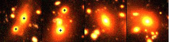 Az első és második csoport legfényesebb galaxisainak egyértelműen van gravitációsan kötött kísérőjük. A párokat a képen kereszt jelöli. [European Southern Observatory]