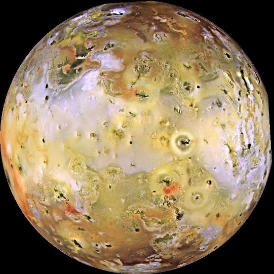 A Naprendszerben a Föld mellett az egyetlen vulkanikusan aktív égitest a Jupiter Io nevű holdja (Forrás: Galileo project, NASA/JPL)
