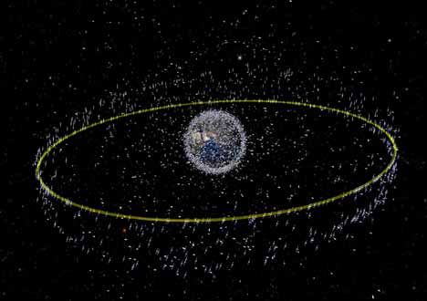 Az űrszemét elhelyezkedése a Föld körül: döntően a Föld közelében és geoszinkron pályán koncentrálódnak a kisebb nagyobb darabok