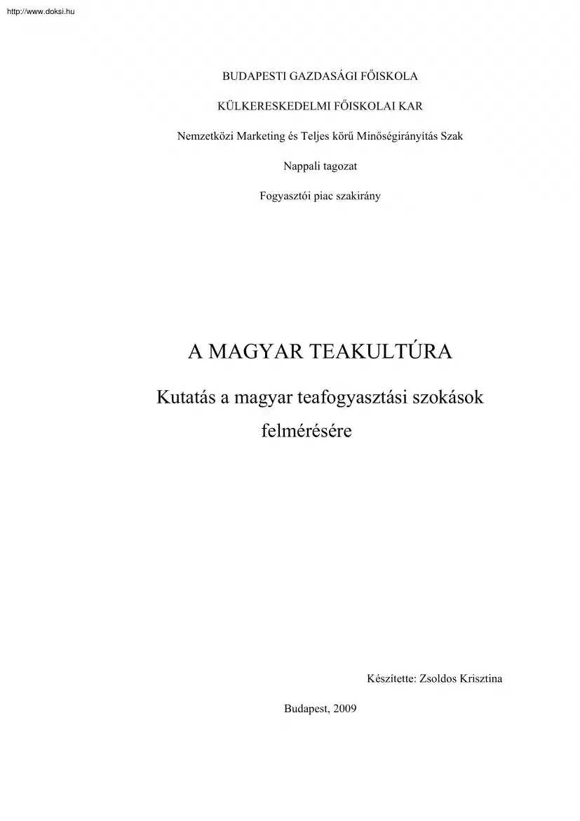Zsoldos Krisztina - A Magyar teakultúra