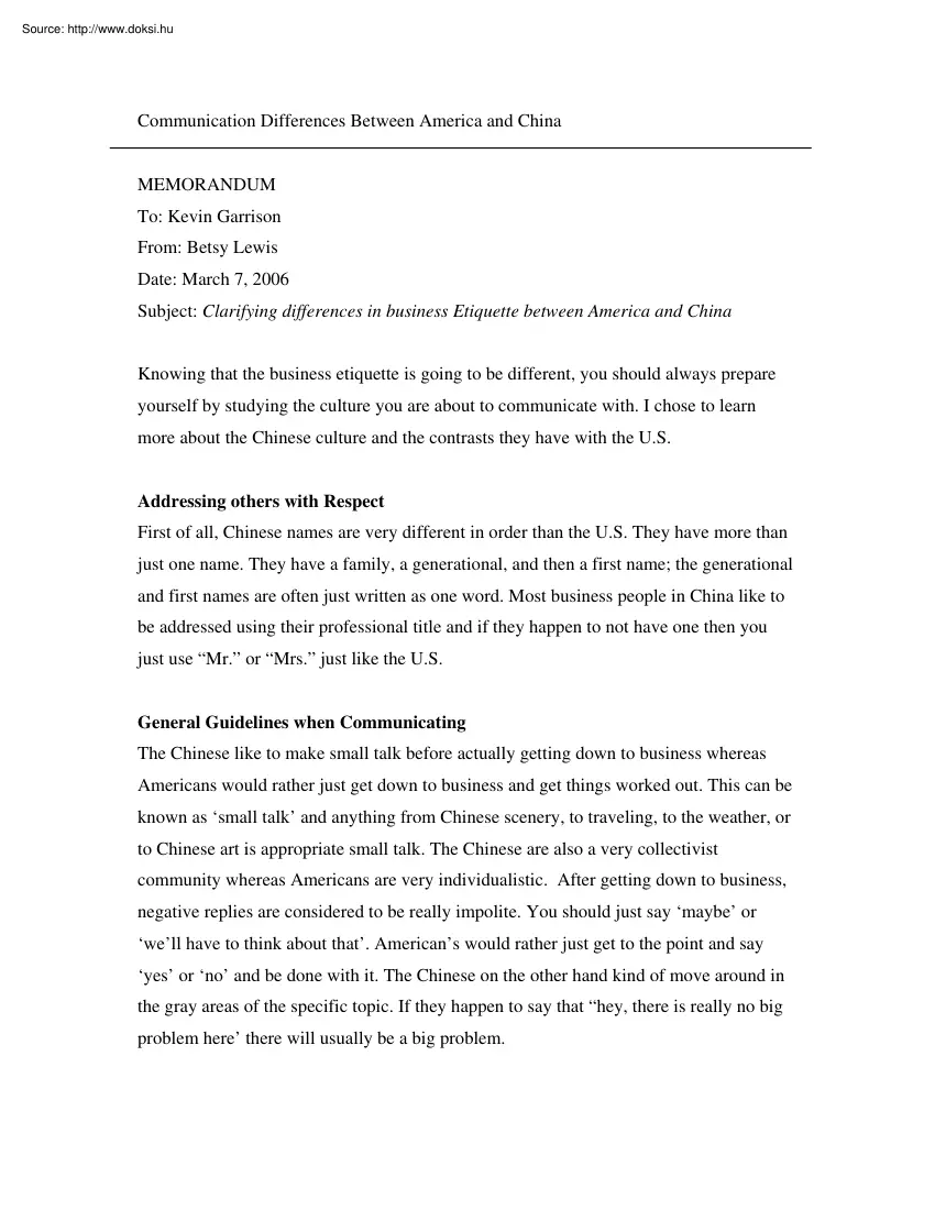 Communication differences between America and China