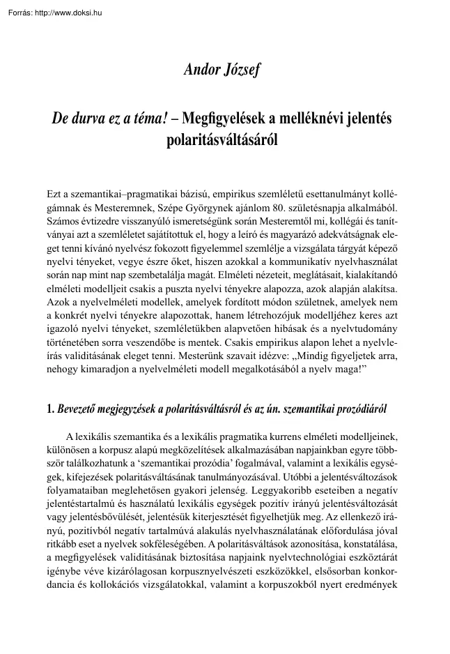 Andor József - Megfigyelések a melléknévi jelentés polaritásváltásáról
