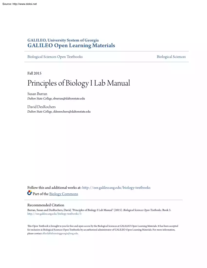 Burran-DesRochers - Principles of Biology I Lab Manual