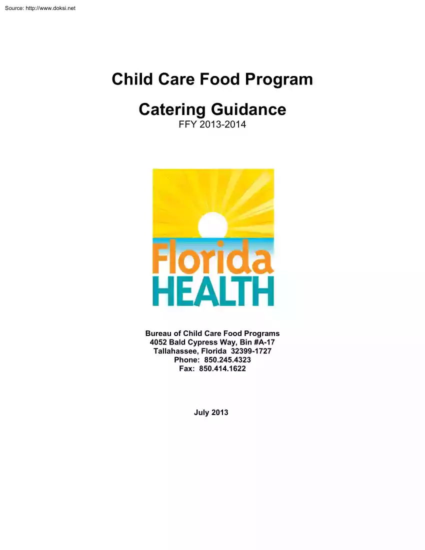 Child Care Food Program Catering Guidance