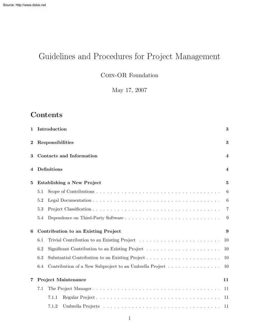 Guidelines and Procedures for Project Management