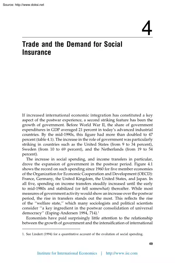 Trade and the Demand for Social Insurance