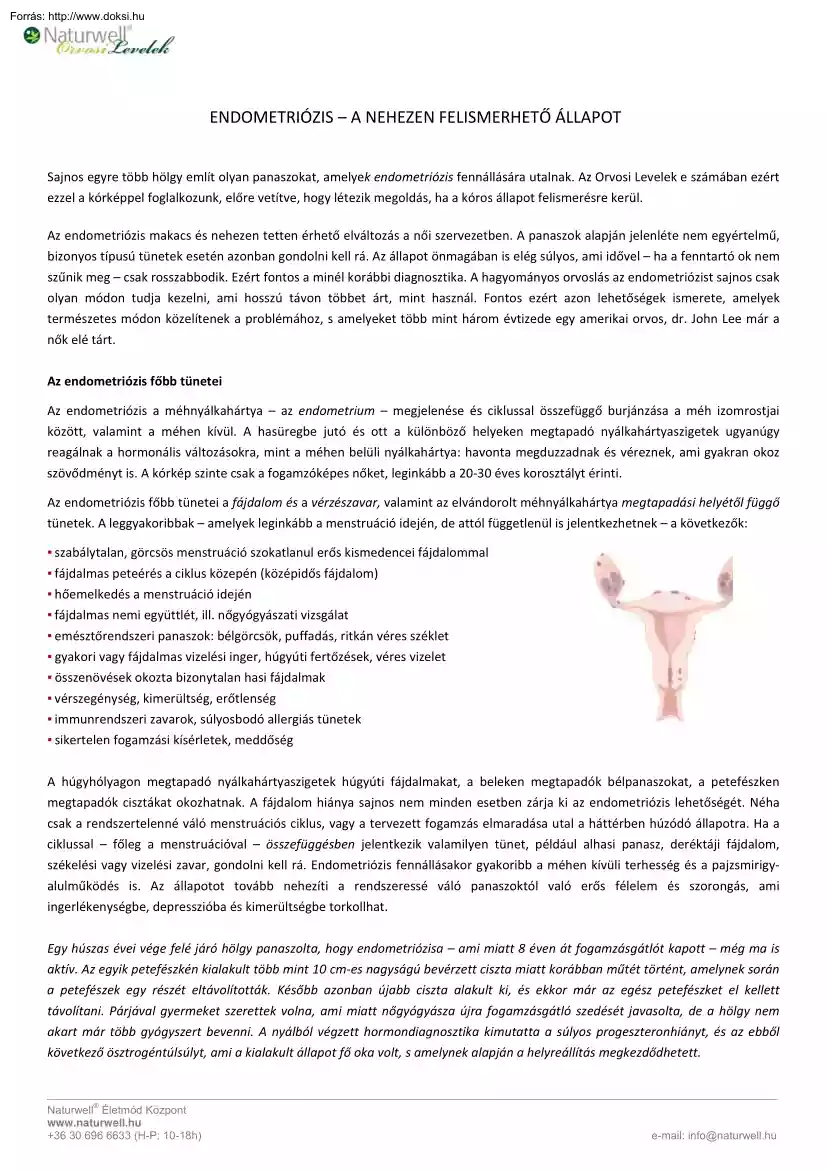 Dr. Csiszár Miklós - Endometriózis, a nehezen felismerhető állapot