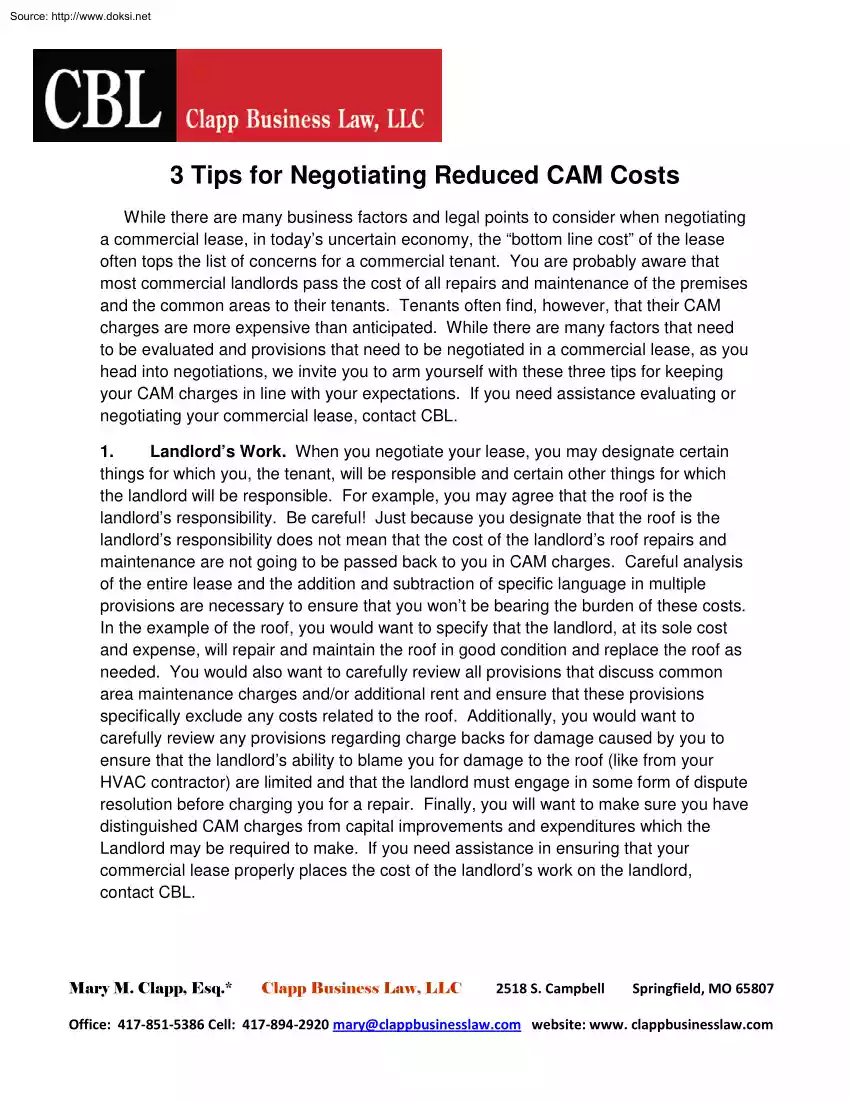 3 Tips for Negotiating Reduced CAM Costs