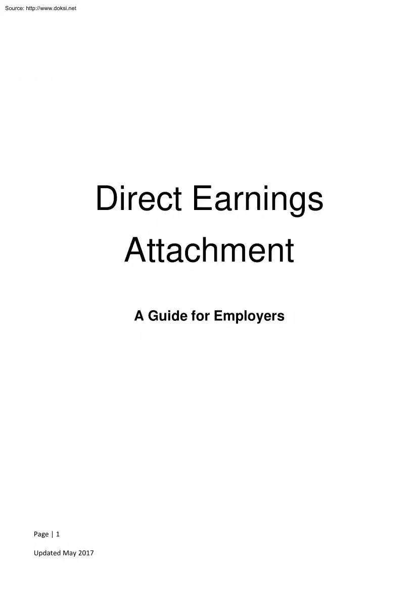 Direct Earnings Attachment, A Guide for Employers