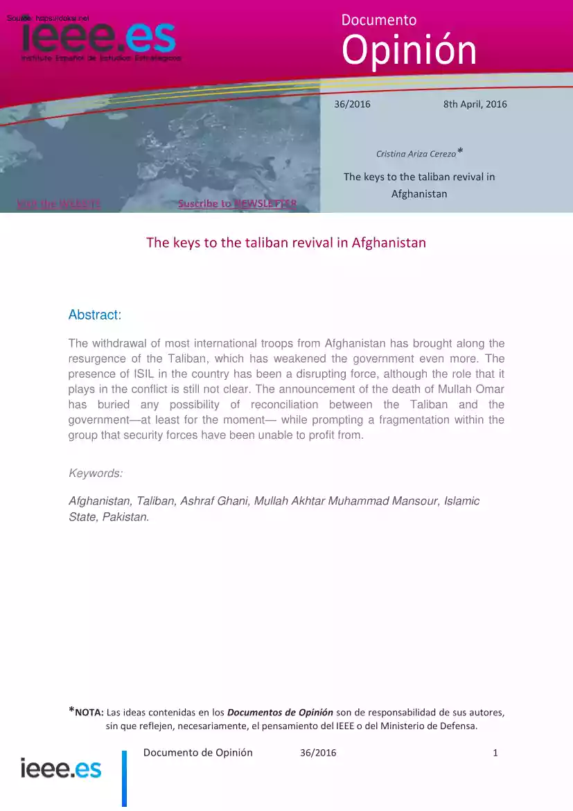 Cristina Ariza Cerezo - The Keys to the Taliban Revival in Afghanistan