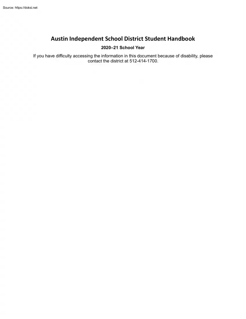 Austin Independent School District Student Handbook