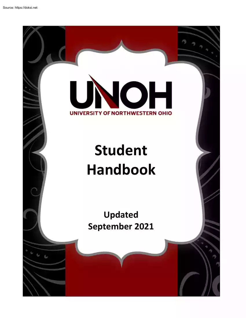 Unoh University of Northwestern Ohio, Student Handbook