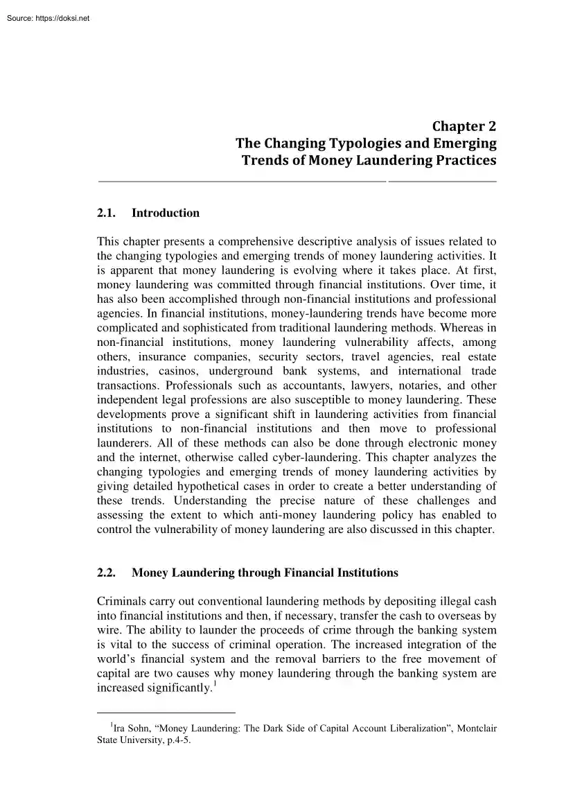 The Changing Typologies and Emerging Trends of Money Laundering Practices