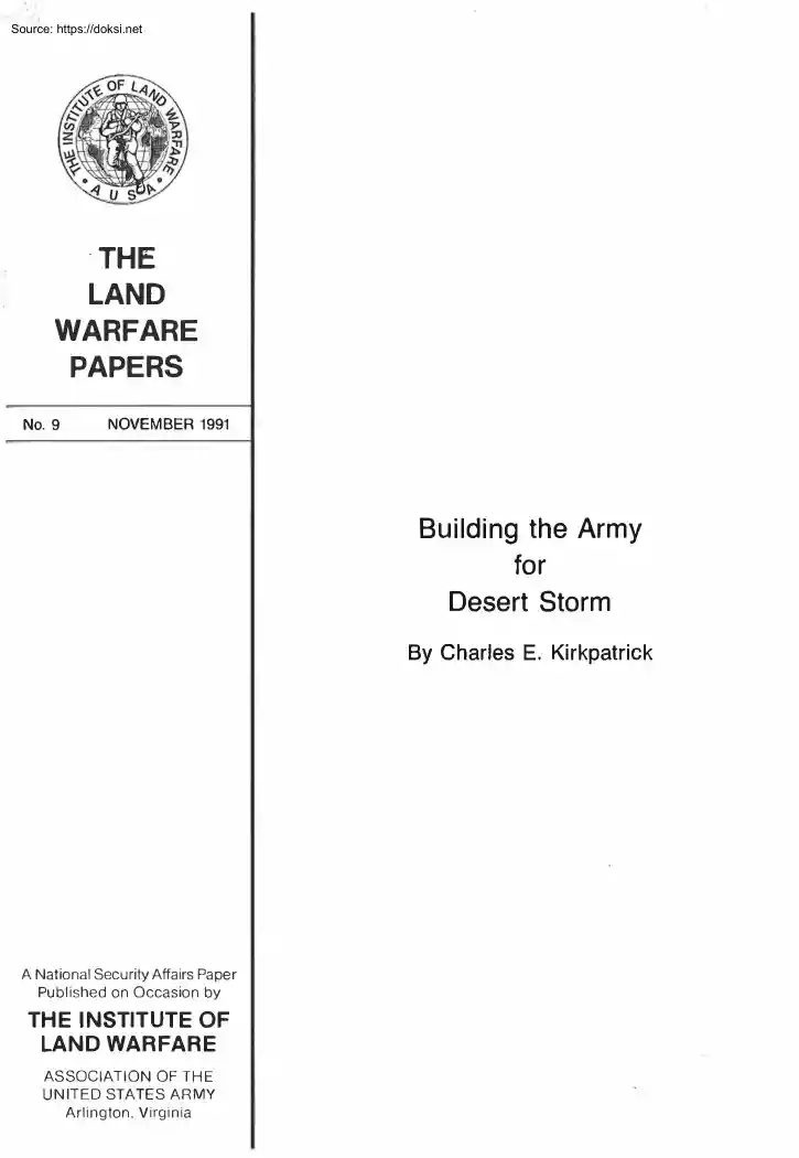 Charles E. Kirkpatrick - Building the Army for Desert Storm