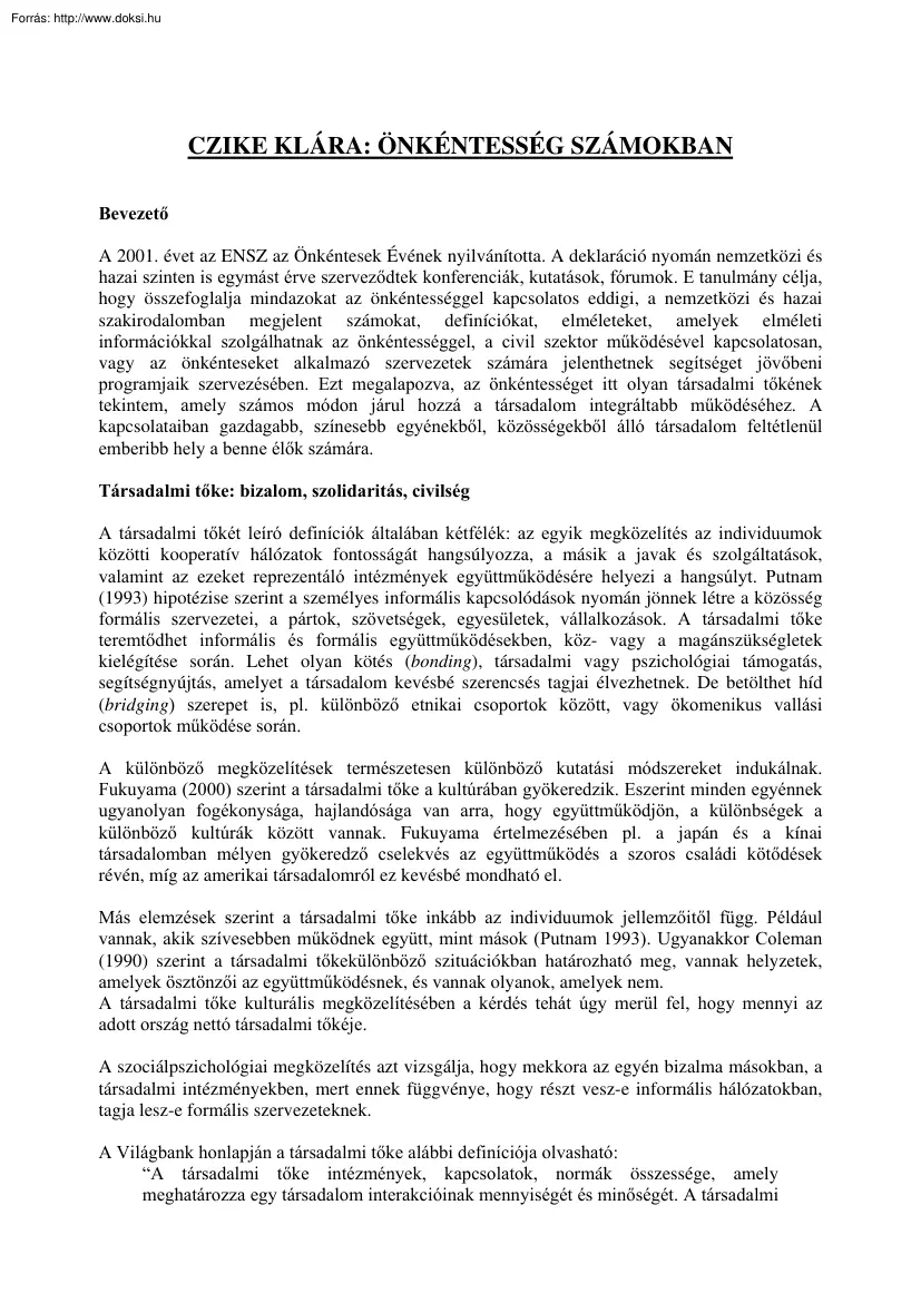 Czike Klára - Önkéntesség számokban