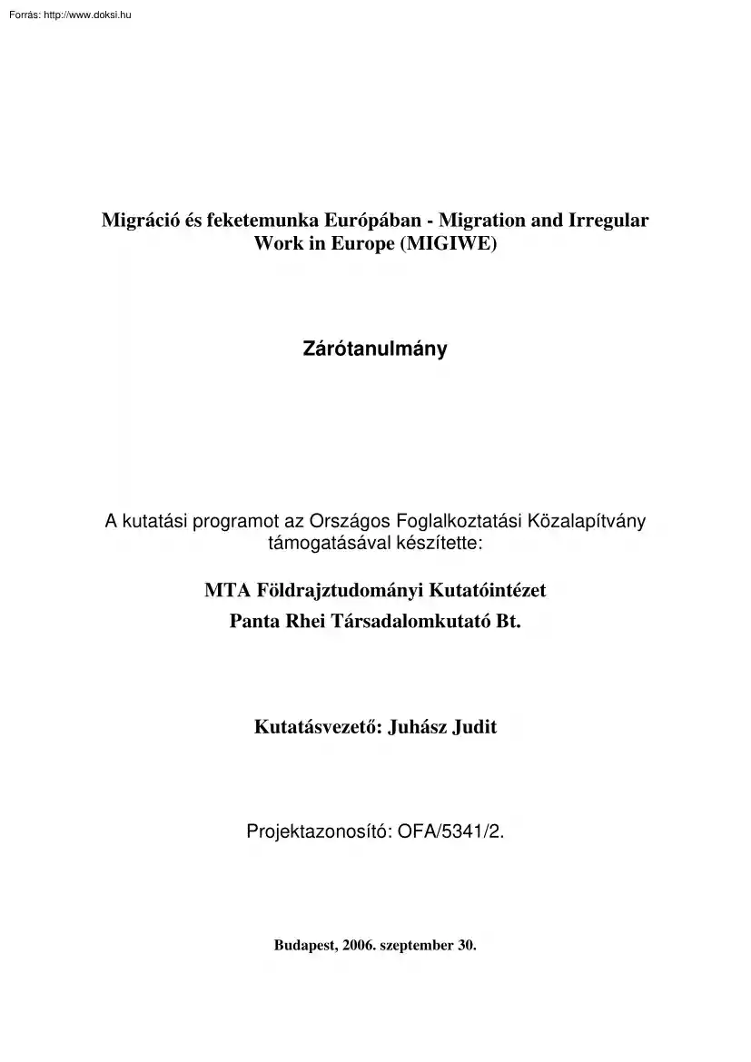 Juhász-Csikvári-Szaitz - Migráció és feketemunka Európában