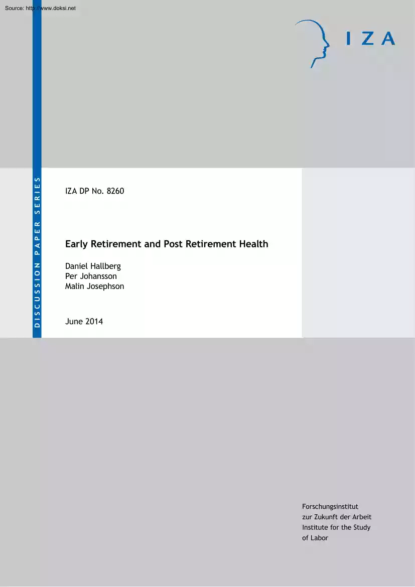 Hallberg-Johansson-Josephson - Early Retirement and Post Retirement Health