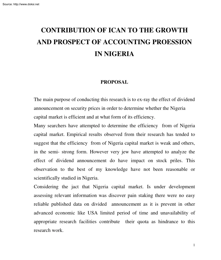 Contribution of Ican to the Growth and Prospect of Accounting Proession in Nigeria