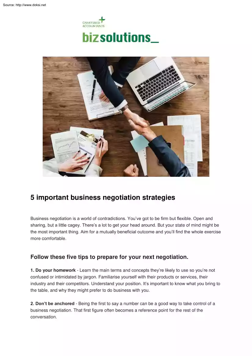 5 Important Business Negotiation Strategies