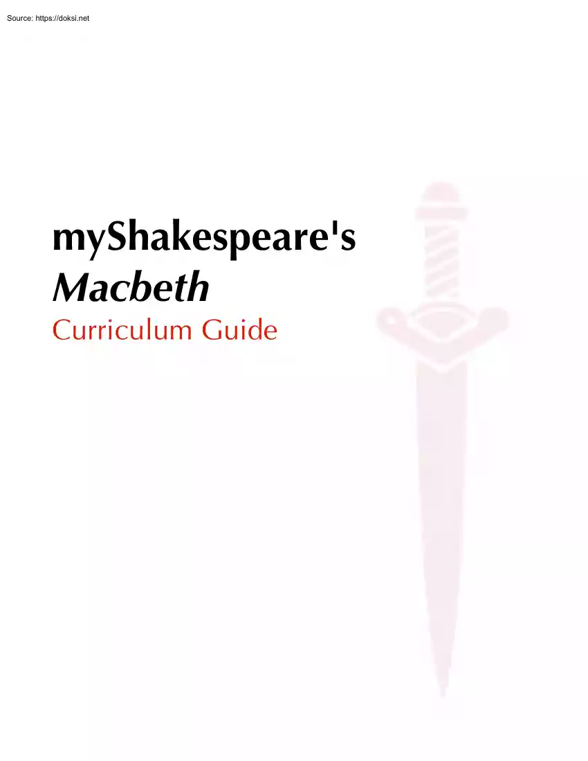 MyShakespeares Macbeth, Curriculum Guide