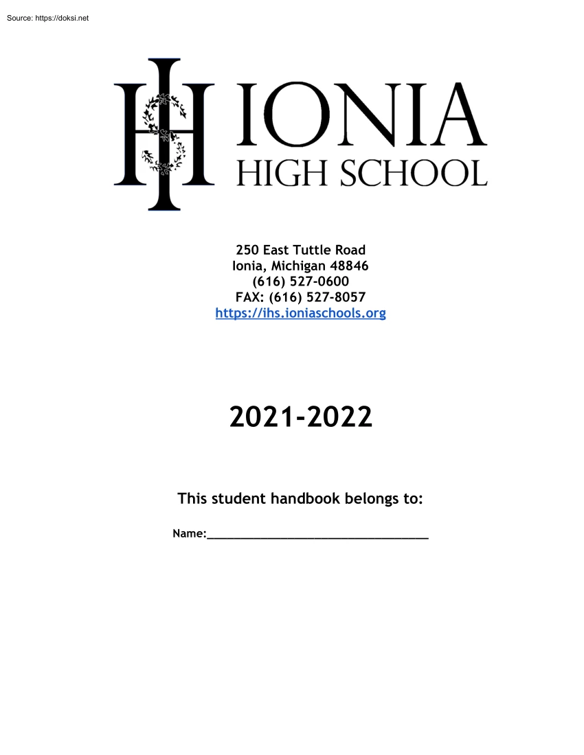 Iona High School, Student Handbook