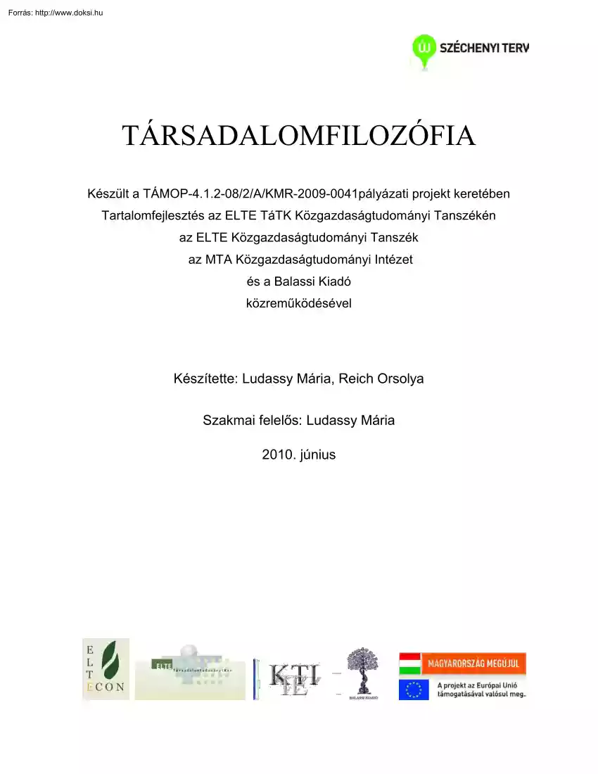 Ludassy-Reich - Társadalomfilozófia