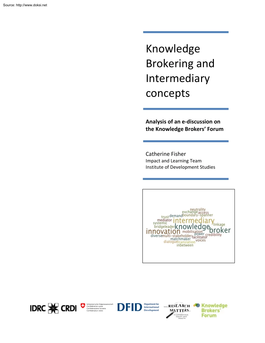 Catherine Fisher - Knowledge Brokering and Intermediary Concepts