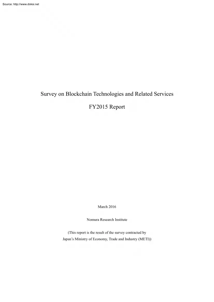 Survey on Blockchain Technologies and Related Services