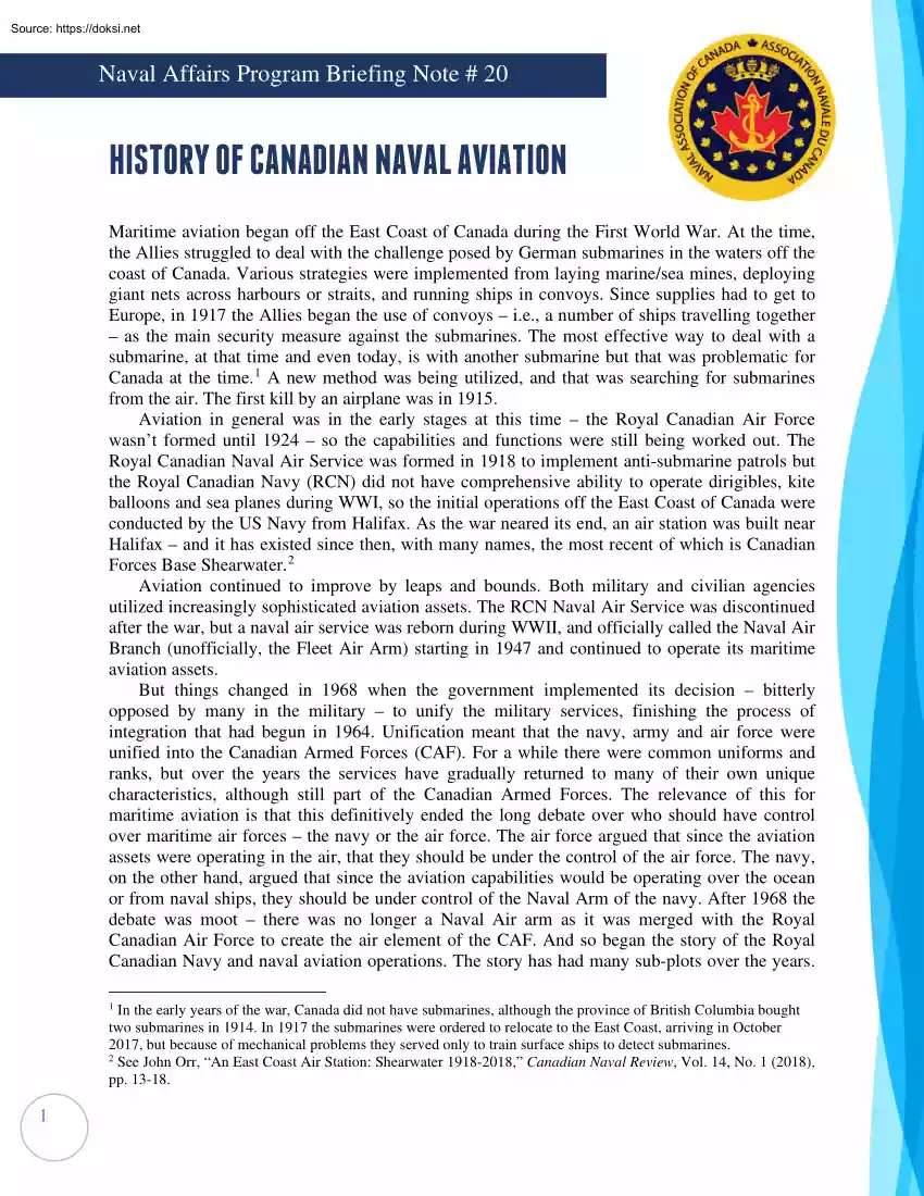 History of Canadian Naval Aviation