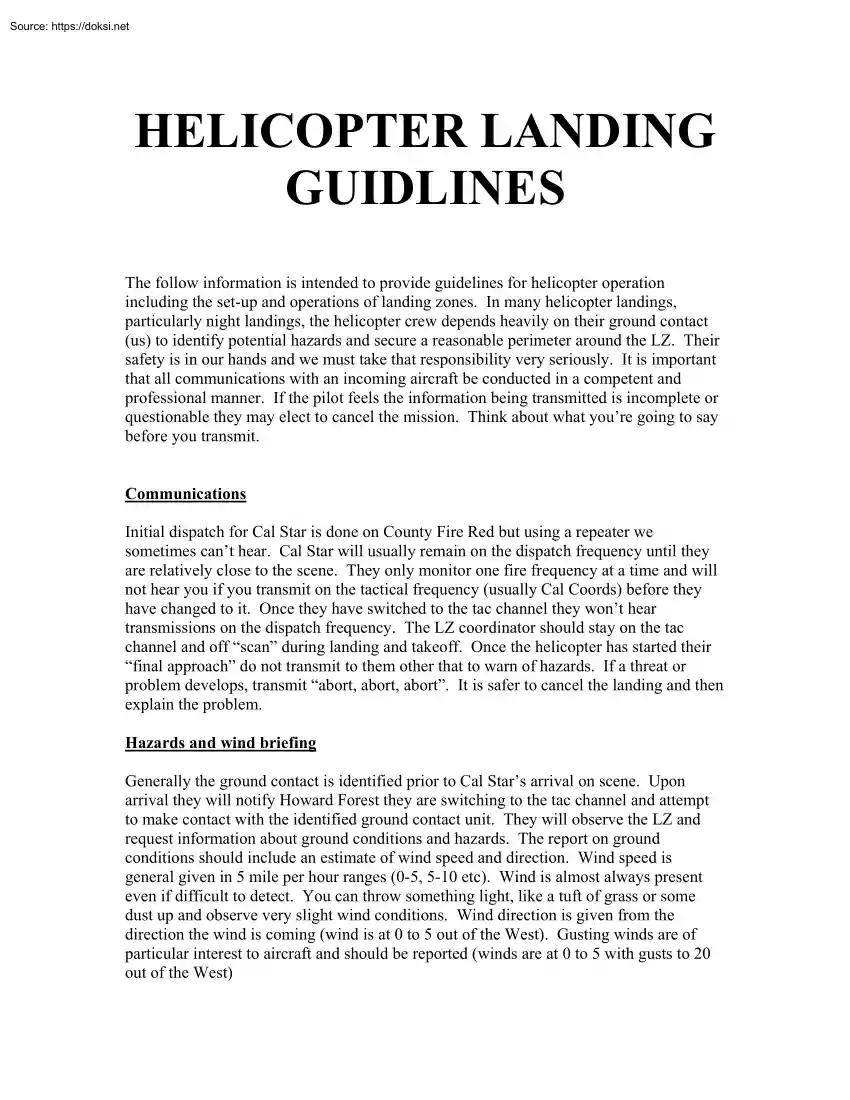 Helicopter Landing Guidelines