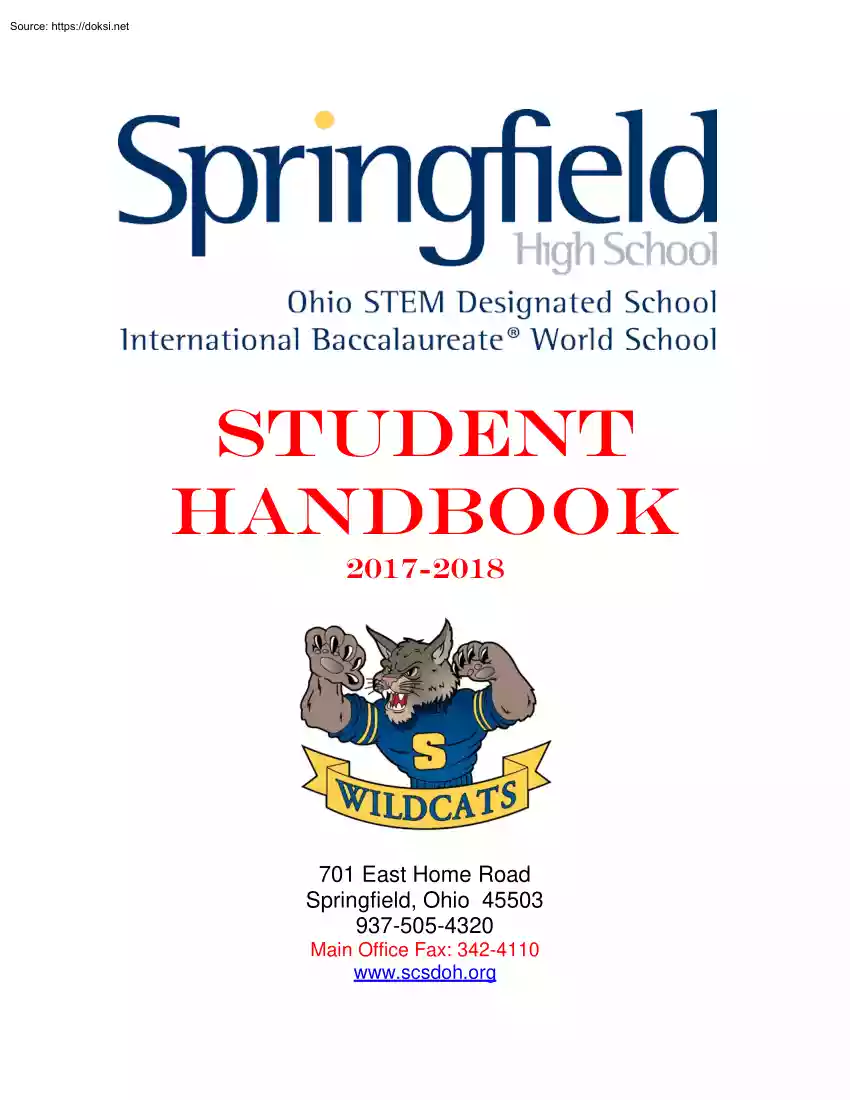 Springfield High School, Student Handbook