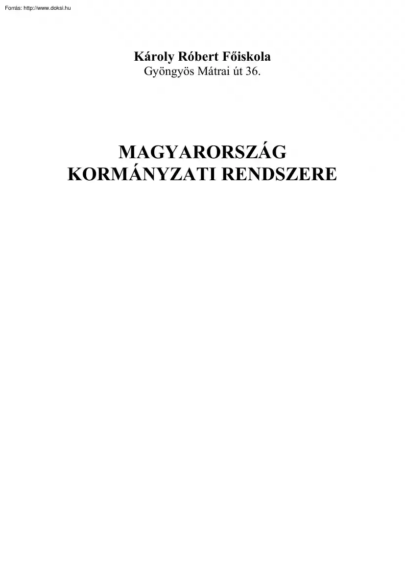 Magyarország kormányzati rendszere