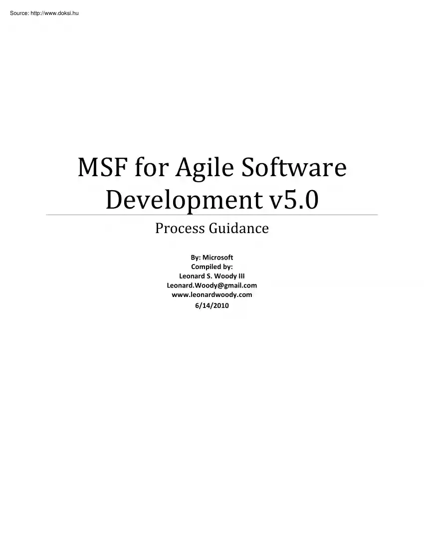 MSF for agile software development, Process guidance