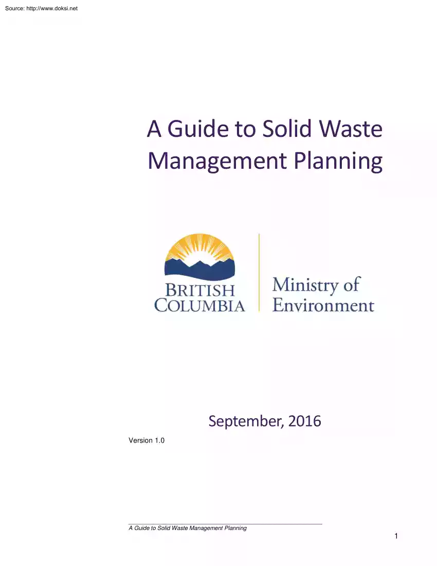 A Guide to Solid Waste Management Planning