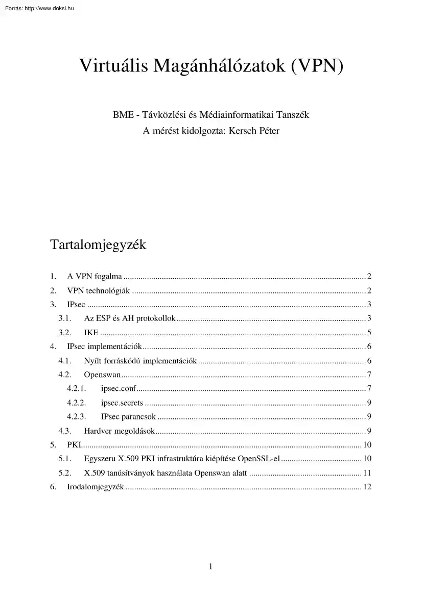 Kersch Péter - Virtuális magánhálózatok