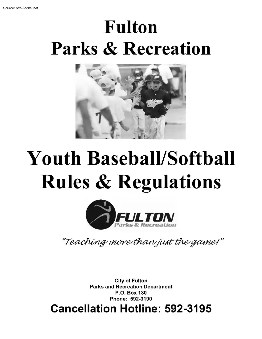 Youth Baseball Softball Rules and Regulations