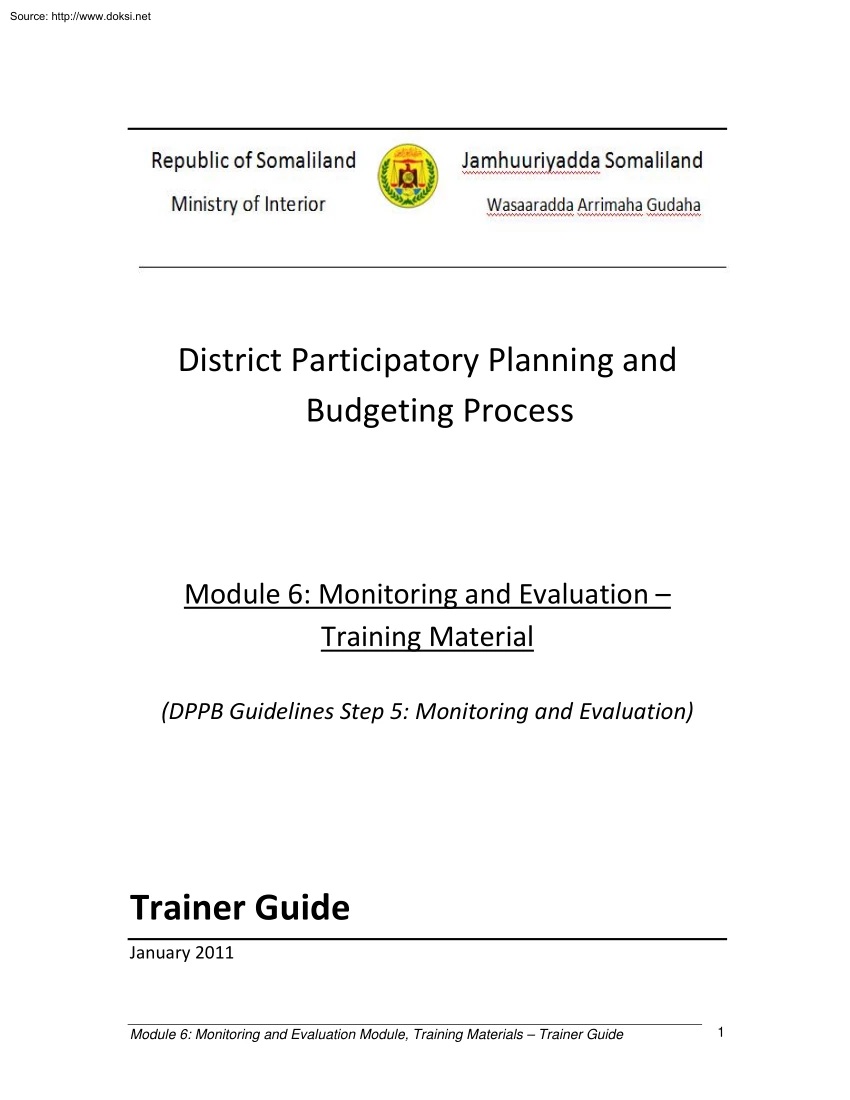 District Participatory Planning and Budgeting Process