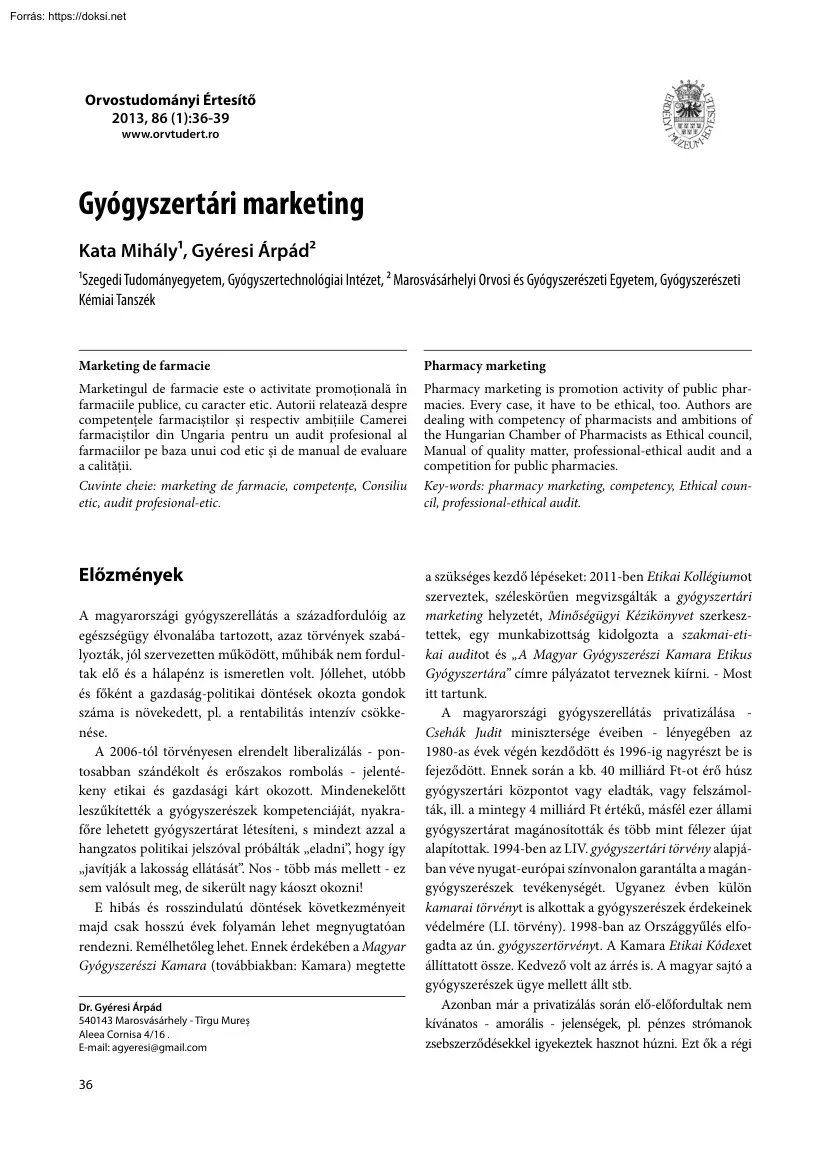 Kata-Gyéresi - Gyógyszertári marketing